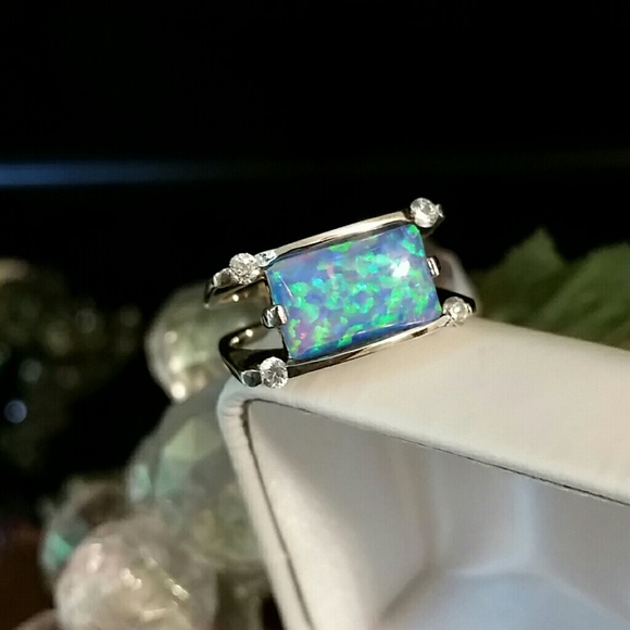 Jewelry - POSH! NWOT Solid 925 Sterling Ring & Lab Opal